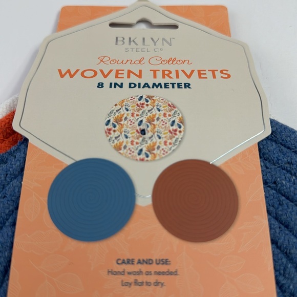 3pc BKLYN Steel Co. Round Woven Trivet Set - Bright Fall Leaves - 8” In Dia… - Picture 6 of 6